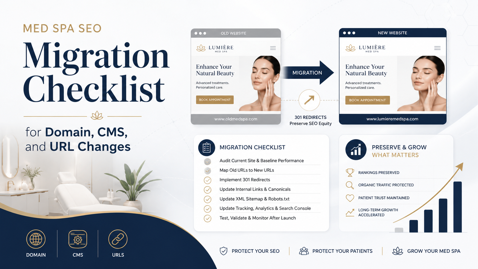 Med Spa SEO Migration Checklist for Domain, CMS, and URL Changes