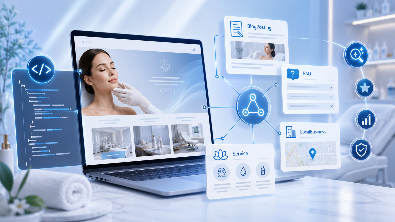 Schema Markup for Med Spas: BlogPosting, FAQ, LocalBusiness, and Service Data