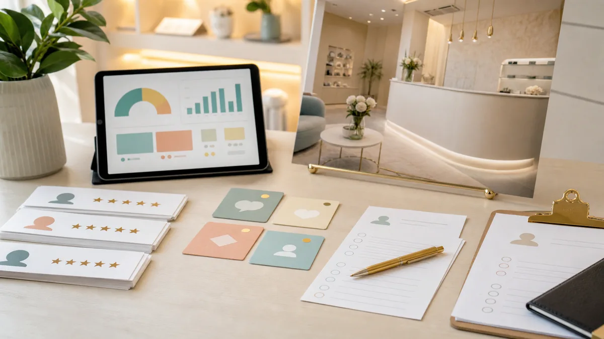 Review workflow cards for med spa reputation planning